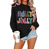 FAYALEQ Merry Christmas Sweatshirt for Women Christmas Light Long Sleeve Shirt Xmas Holiday Crewneck Pullover Tops