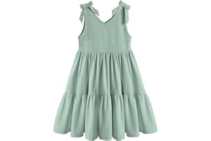 Arshiner Toddler Summer Dress Little Girls Casual Beach Party Bowknot Sling Sundress with Pocket