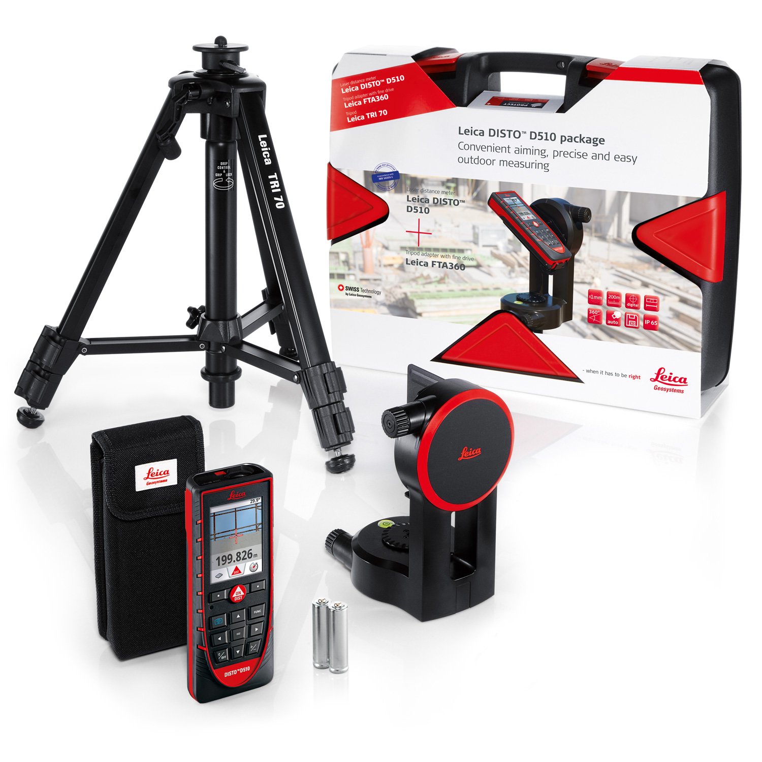 Leica DISTO D510 Pro Pack 200m Range + Tripod Adapter FTA360 + Tripod TRI 70 + Case