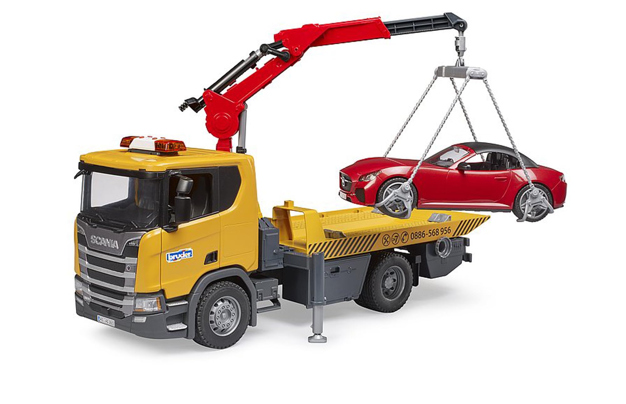 Bruder Scania Super 560R Tow Truck with Light & Sound Module Roadster – 1:16 Recovery Truck Playset for Kids Ages 3+