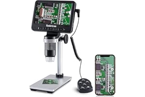 Koolertron 5" LCD Digital Microscope Video Microscope with in-Line Control,1000x,Support SD Card,1080FHD USB Microscope with WiFi Function and Metal Stand, Compatible with Windows iPhone Android iPad