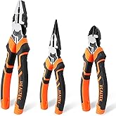 REALTEK 3-Piece Pliers Set, Premium CR-V Constructions, Pliers Tool Set Includes 8" Combination Pliers, 6" Diagonal Pliers, 6