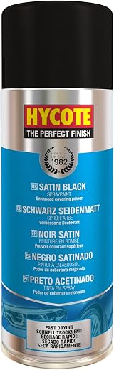 Hycote Fast Drying Aerosol Car Spray Paint Satin Black 400ml Metallic Plastic