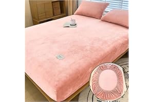 Velvet Fitted Sheet Queen Size, Fluffy Fuzzy Fleece Bed Fitted Sheets with Deep Pocket, Luxury Soft Thick Plush Bedspread Mat
