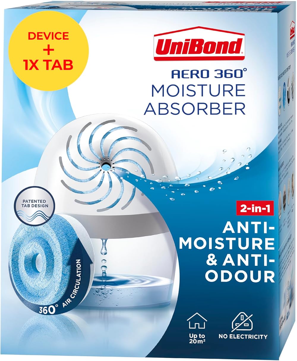 UniBond AERO 360° Moisture Absorber & Refill Tab - Ultra-Absorbent Dehumidifier
