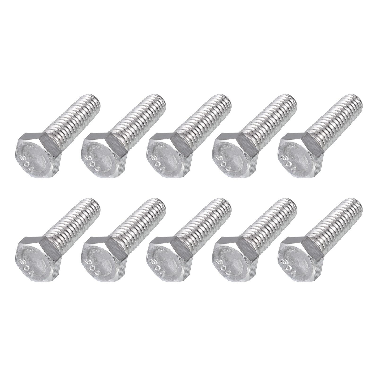 METALLIXITY Hex Head Bolts (3/8-16 x 1-1/4") 10Pcs, 304 Stainless Steel 18-8, Fully Threaded, External Hex Drive, Plain Finish, Hex Head Screw Bolt, Silver โ image 1