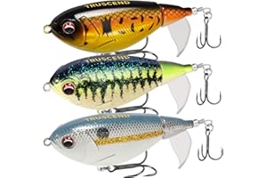 TRUSCEND Top Water Fishing Lures with BKK Hooks, Whopper Lure for Freshwater or Saltwater, Floating Lures for Bass Catfish Pike Walleye, Surface Wobble PoPobait Baits Teasers Fishing Gifts for Men