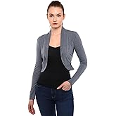 AmélieBoutik Women Shrugs Long Sleeve Bolero Open Front Cropped Pleated Sides Cardigan