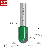 Trend Cavetto Router Cutter 1/2 Shank 9.5mm Radius 80mm Cut Dia TC Tip view 3