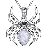 Genuine Moonstone spider Pendant Necklace, Sterling Silver Healing Real Gemstone Jewelry for Women