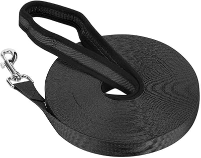 Vivifying 20m Nylon Training Lead for Dogs Long Line 65ft Obedience Leash Black
