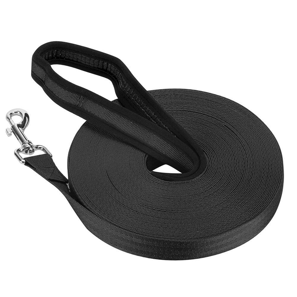 Vivifying Training Lead for Dogs, 20m/65ft Long Nylon Long Line Dog Lead for Pet Tracking Training Obedience Lead Leash (Black)