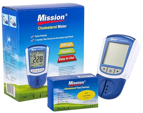 3 in1 Mission Cholesterin-Messgerät (HDL, LDL, Totalcholesterin, Tiglyceride) inkl. 5 Teststreifen