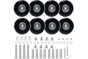 FSATNDE Luggage Suitcase Replacement Wheels Set Suitcase Spinner Wheels 8Pcs PU Bearing Wheels-Install Dia 2in/50mm Width 0.63in/16mm with 2 Size Axles for Trolley Bag Drawbar Box Smooth Rolling Repair