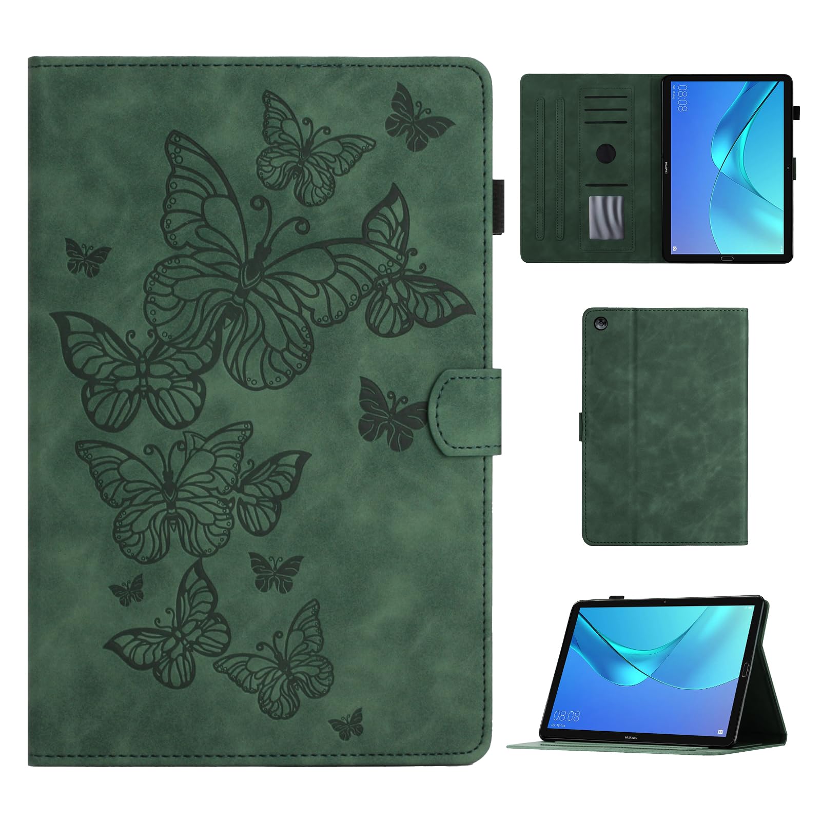 CASAFUNY Case for Huawei MediaPad M5 /M5 Pro 10.8 Inch 2018, PU Leather Tablet Case with Stand Function and Auto Sleep/Wake Tablet Cover for MediaPad Mediapad M5 10/M5 10 Pro, Green