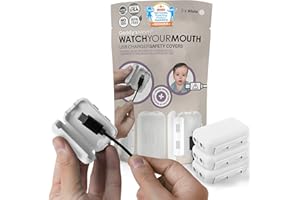 GEDDY'S MOM Geddy´s Mom Watch Your Mouth USB Charger Protector Award-Winning Baby Proof Cord Protector| BPA & Phthalate-Free Charger Protector | Electrical Safety Baby Products (3-Pack, White)
