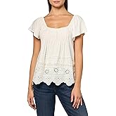 Lucky Brand Womens Pintuck Flutter Sleeve Tee