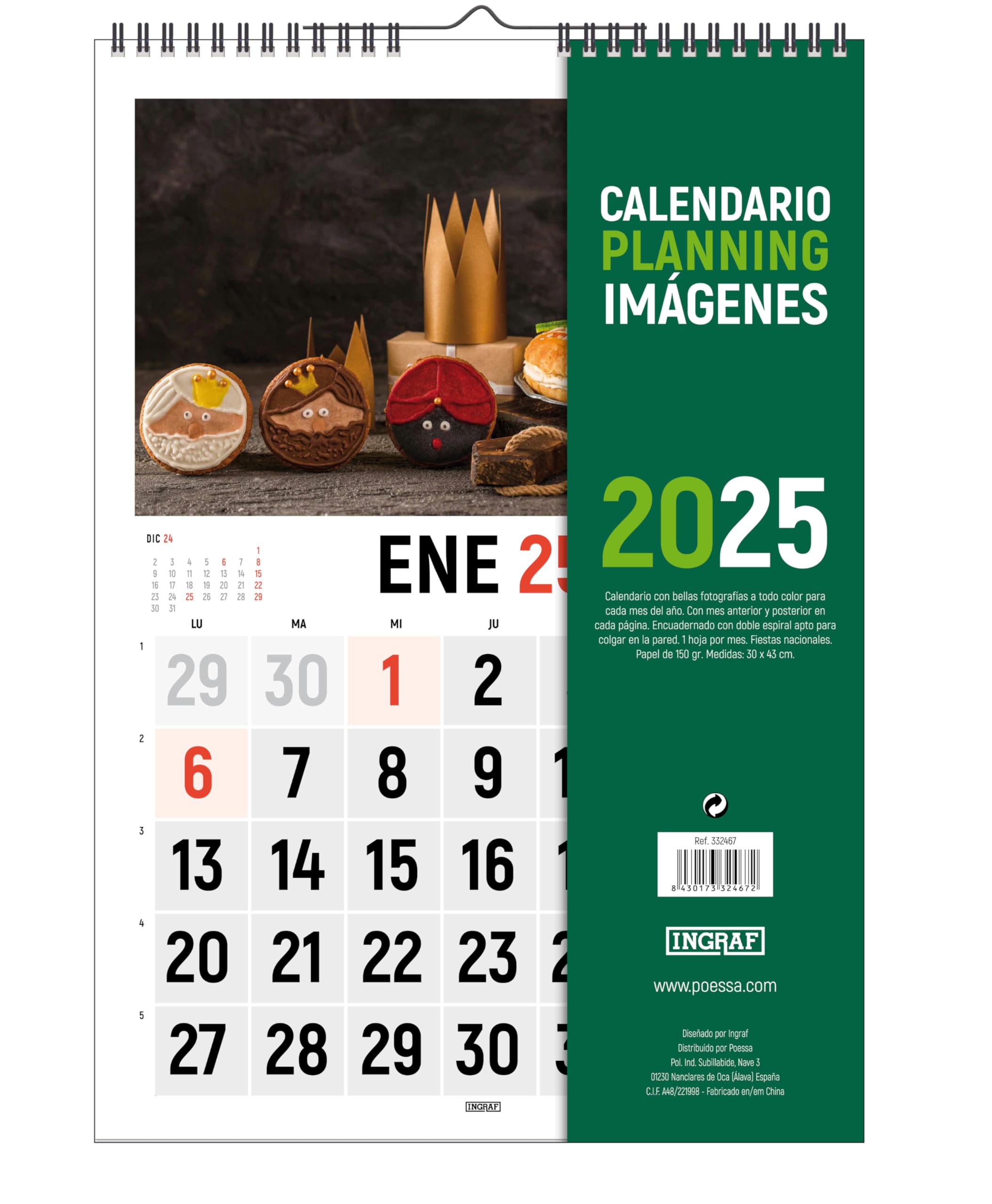 Calendar 2025 Vertical Holidays, INGRAF