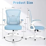 naspaluro Ergonomic Office Chair with 90° Flip Armrests Lumbar Support Blue view 6