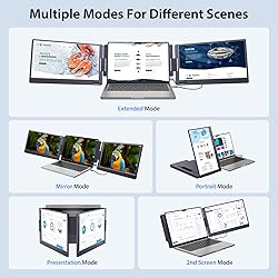 KYY Triple Laptop Monitor Extender, 14" 1080P FHD