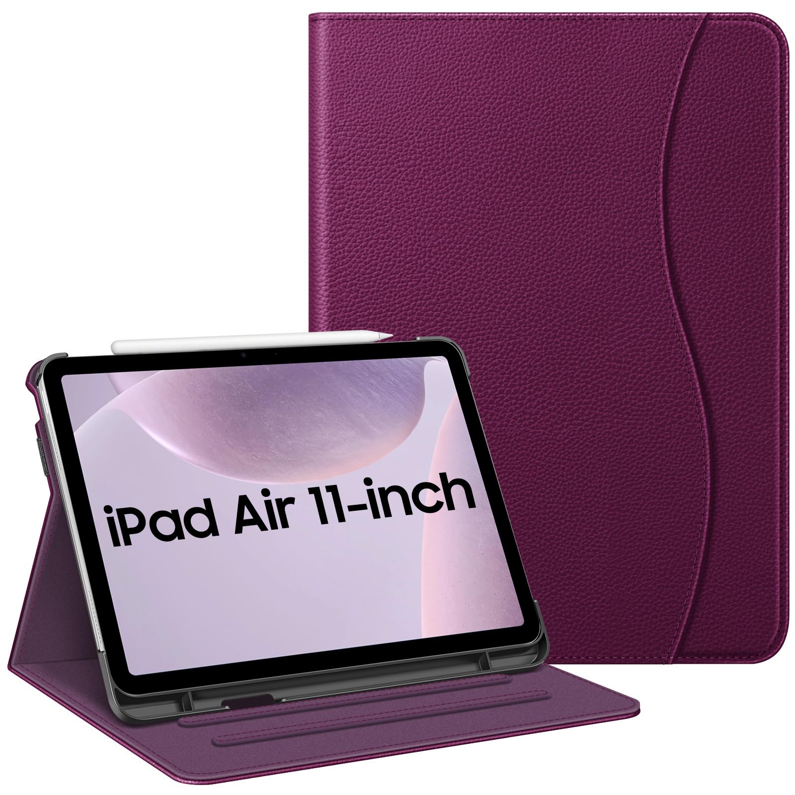 FINTIE Case for iPad Air 11 Inch M4 (2026)/M3 (2025)/M2 (2024), iPad Air 5th Generation (2022) 10.9 Inch - [Multi-Angle ] Folio Stand Protective Cover with Pencil Holder & Pocket, Purple — image 1