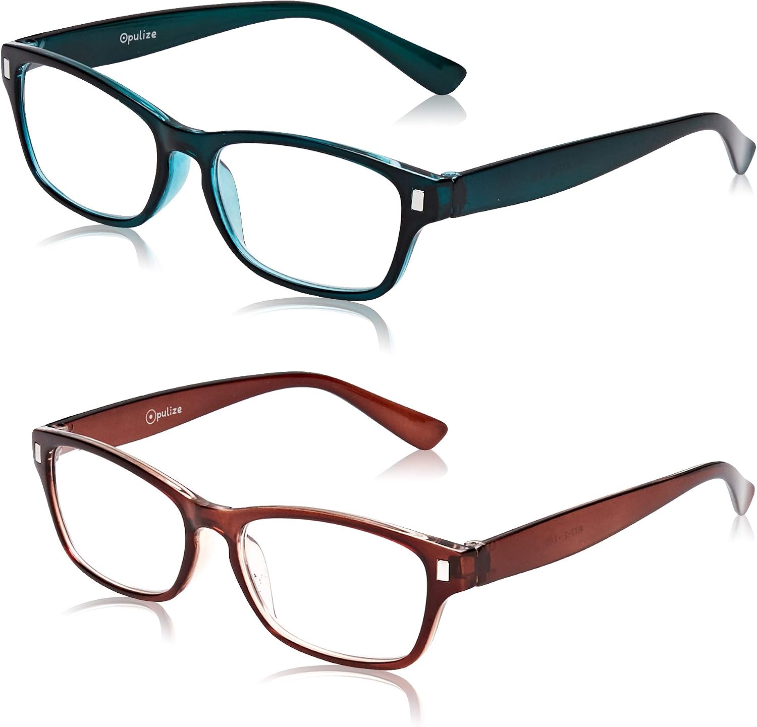 OPULIZE NET Reading Glasses for Women Men, Value 2 Pack, Vintage Inspired Square Frame with Iconic Front Detail