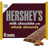 HERSHEY'S Milk Chocolate with Whole Almonds Candy Bars, 1.45 oz (6 Count)