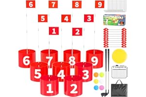 Golf Game Hole with Flags, Golf Practice Bucket Set, Portable and Funny GolfGame with Flying Disc, Scoreboard and Balls, Golf