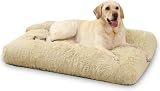 KSIIA Calming Dog Crate Bed Large 90x60cm Fluffy Washable Beige