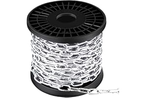 HYQEHRTYAZC 50 ft 1/12" Jack Chain for Hanging Stainless Steel Metal Chain Link Silver Galvanized Light Chain Roll Small Light Duty Fixture Utility Chain for Bird Feeders, Overhead Lights, Flowerpots (2mm*15m)