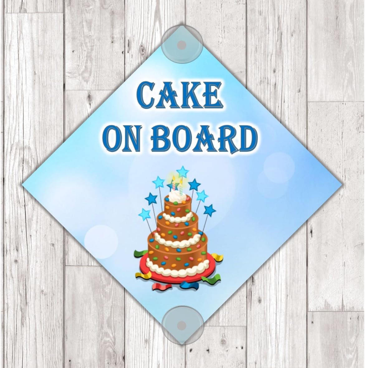 WS09 Cake On Board personalised Car Sign Sticker with suction cups - own design logo added