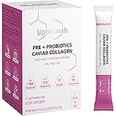 UpNourish Probiotics, Caviar Collagen with Prebiotics for Women's Digestive, Skin Radiance, and Feminine Health with Cranberry Extract & D-Mannose, 30 Fast-melt Packets