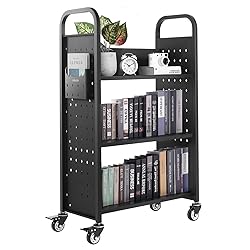 VEVOR Rolling Library Book Cart, 330 lbs