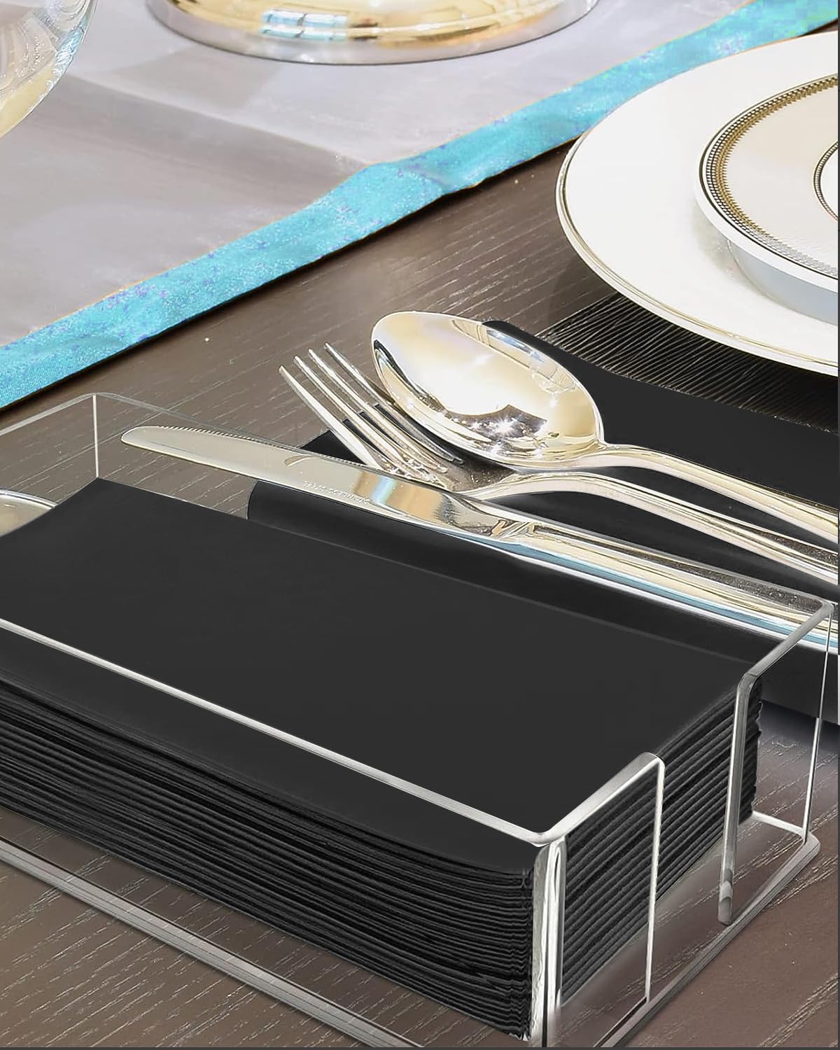 100 Pack Linen Like Black Napkins Disposable Guest Paper Napkins Hand Towels for Bathroom Soft Absorbent Paper Napkins Everyday Dinner Kitchen Party Wedding Cocktail