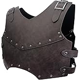 HiiFeuer Medieval Faux Leather Chest Armor, Retro Mercenary Knight Archer Body Armor, Adjustable Vest Armour for Ren Faire