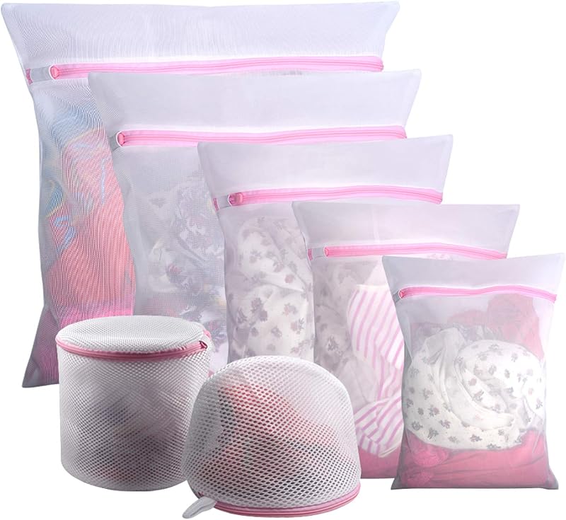 GOGOODA 7PCS Mesh Laundry Bags Delicates Wash Bags Durable Zippered Set