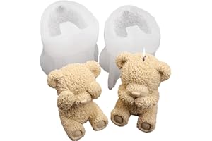 Bear Mold, 2PCS Cute Teddy Bear Silicone Mold, Non Stick Soft Silicone Moulds for Chocolate, Ice Cubes, Candle, Pudding, Soap