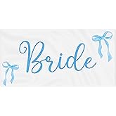 R HORSE Bride Beach Towel for Bachelorette Party Decorations, Coquette Blue Bow Beach Towel for Bride to Be Bridal Shower Gift, 30 x 60 Inch Quick Dry Sand Free Blanket Honeymoon Engagement Supplies