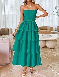 ZESICA Women‘s Summer Boho Strapless Maxi Dress