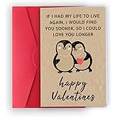 XXDJLP Happy Penguin Valentines Day Card,Cute Valentines Card for Men Women,Romantic Valentine’s Anniversary Card for Wife Husband, Happy Valentines Day Card