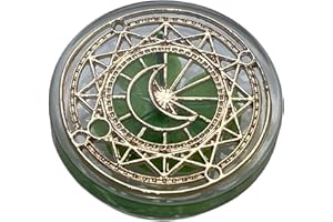 KIN-HEBI Real Four Leaf Clover Good Luck Pocket Token, Preserved, 1.25”, Including Metal Ornament (Magic Circle of The Moon)