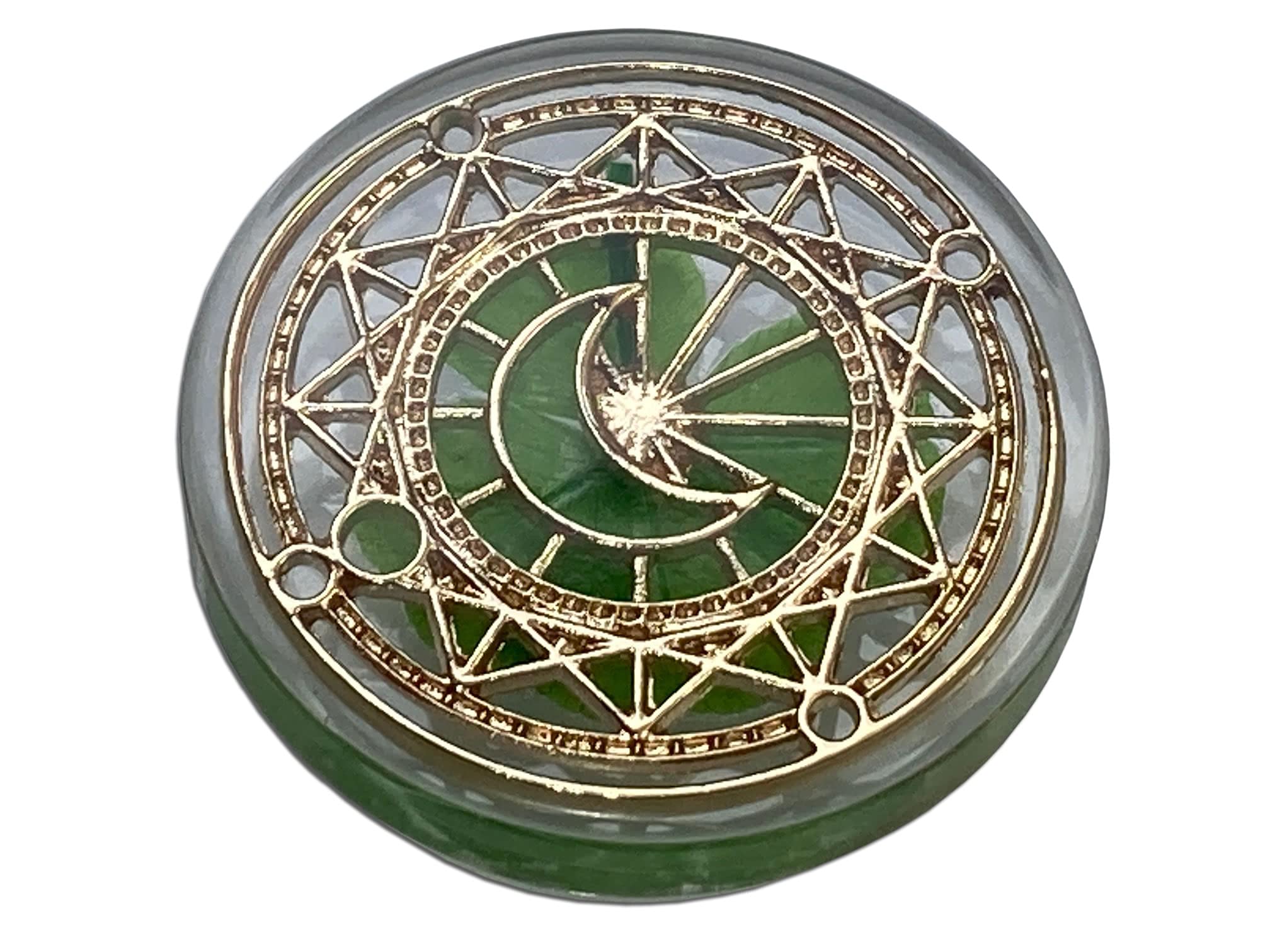 Real Four Leaf Clover Good Luck Pocket Token, Preserved, 3.2 cm, Including Metal Ornament (Magic Circle of The Moon)