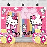 Cute Hello Cat Birthday Party Backdrop Photo Background Cartoon Cat Birthday Party Decorations Banner Cartoon Cat Theme Photography Backdrop