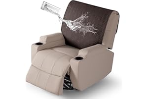 VANSOFY Recliner Chair Covers 100% Waterproof Backrest Cover Reclining Cover Non-Slip Dog Chair Cover Furniture Protector Washable Slipcover Elastic Straps for Pets, Dogs(Chocolate)