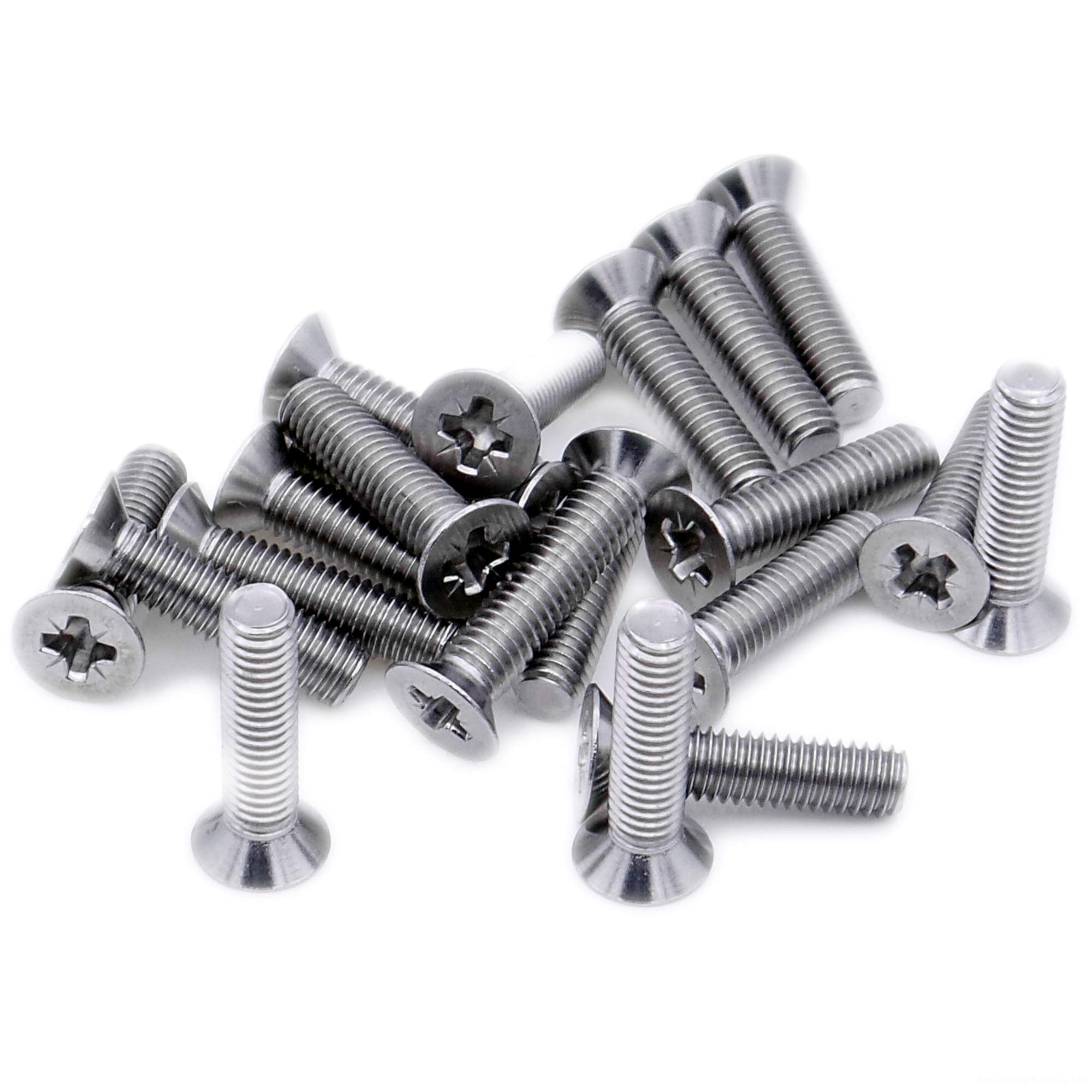 M4 (4mm x 12mm) Pozi Countersunk Machine Screw (Bolt) - Stainless Steel (A2) (Pack of 20)