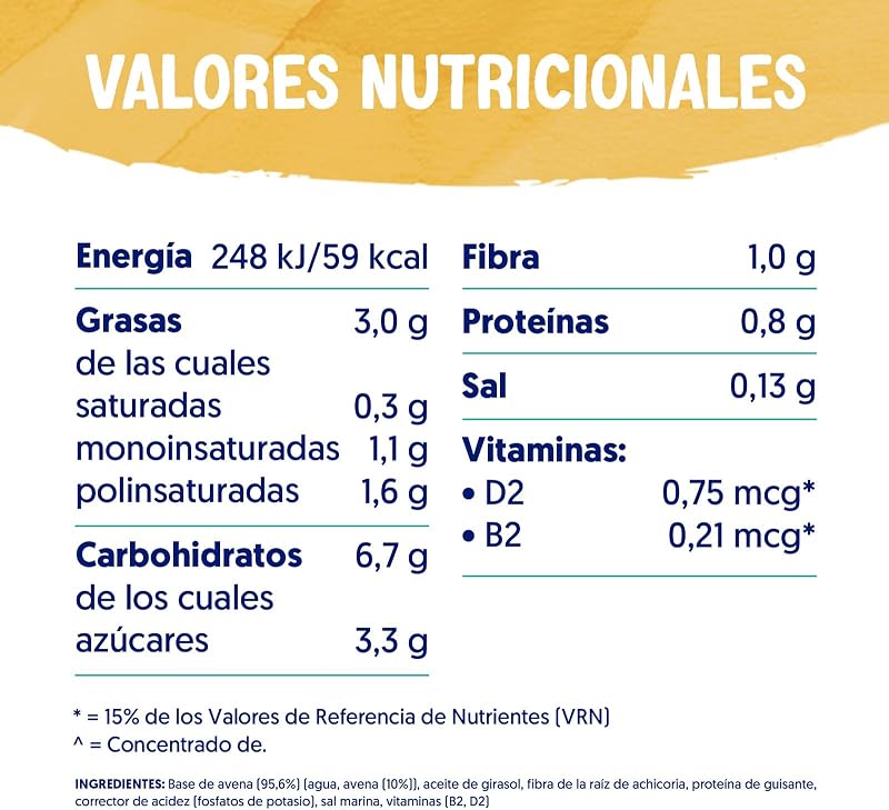Barista Oat Vegetable Drink - Adequado para café - Pack de 8 x 1L