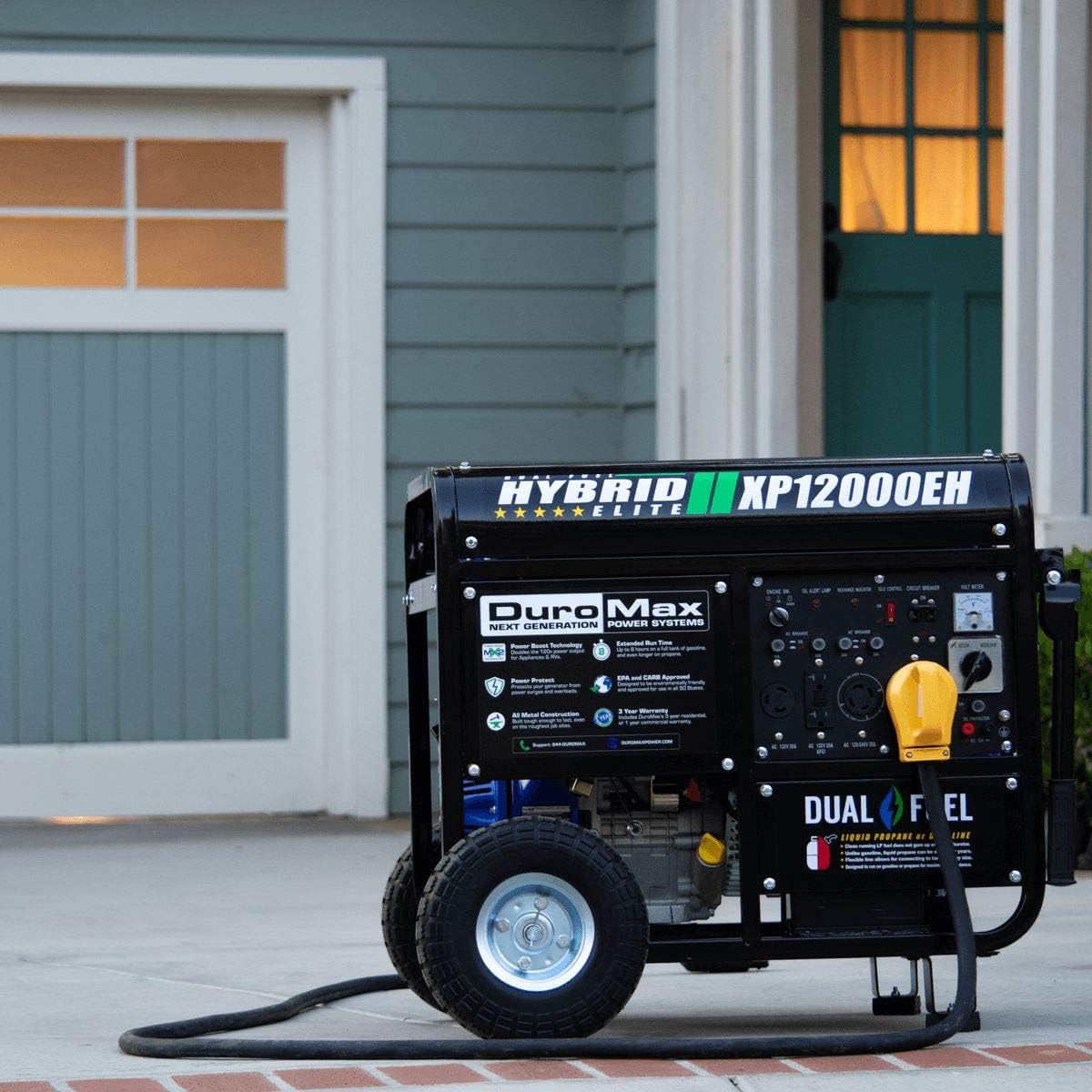 DuroMax XP12000EH Dual Fuel Electric Start Portable Generator, Blue and Black : Garden & Outdoor