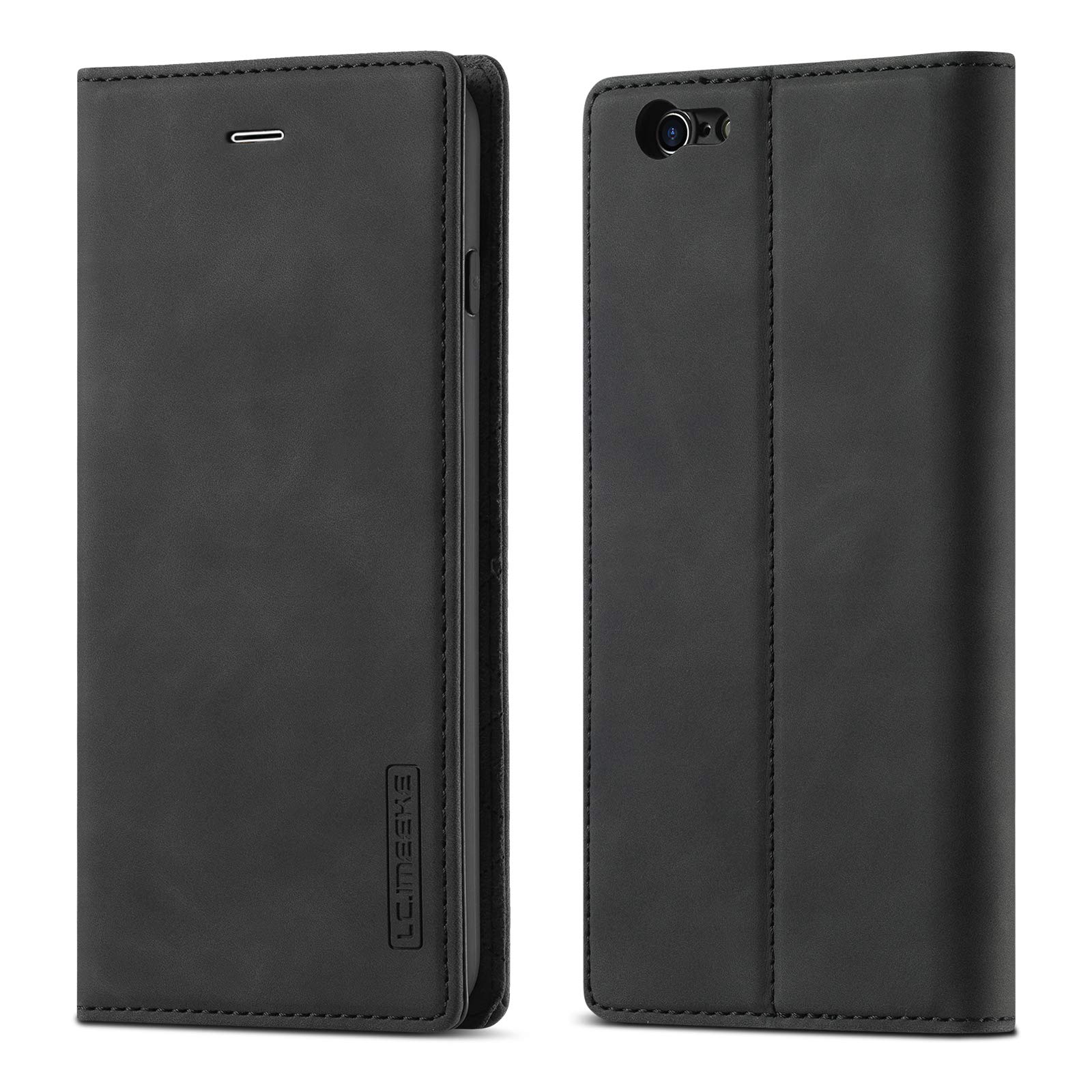 QLTYPRI Case for iPhone 7 iPhone 8 iPhone SE 2020, Vintage Matte Leather Wallet Case Card Slot Kickstand Magnetic Shockproof Flip Folio Book Case Cover for iPhone 7 8 SE 2020 - Black — image 1