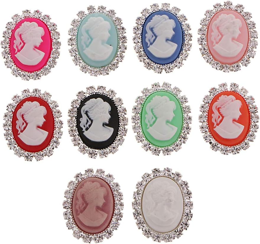 chiwanji 10pcs Flatback Cameo Alloy Button Diamante Frame DIY Jewelry Findings