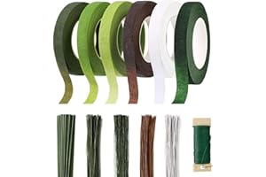 AITUOSI Floral Tape and Floral Wire Arrangement Tools Kit with 6 Rolls 1/2" Wide Floral, 18/22/26 Gauge Stem Wire and 22 Gauge Paddle Wire for Bouquet Stem Wrap Florist